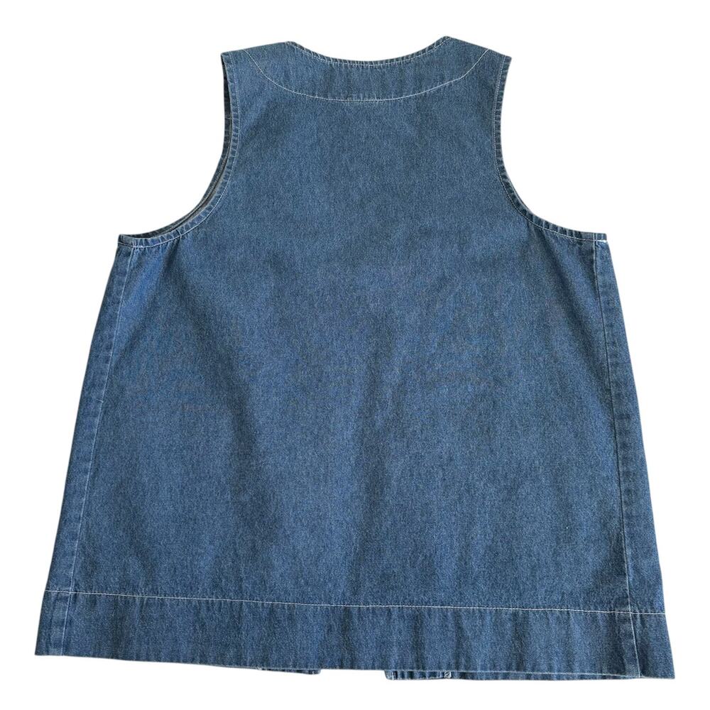 Vintage 90s Cactus California Lace Applique Blue Jean Denim Vest Women’s Medium - Picture 2 of 8